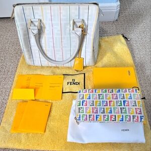 Fendi Zucca Spalmati Stripe Boston bag and wallet multicolor set- Sold